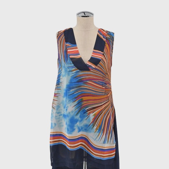 Anthropologie Dresses & Skirts - Anthropologie Tiny Sunburst Shift Dress Womens S Blue Cotton Boho Maximalist